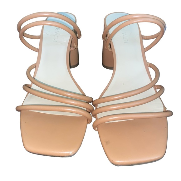 Nine West Glowy3 - size 9.5M Heel Sandals Multi Strap Square Toe Shoes - Picture 2 of 4